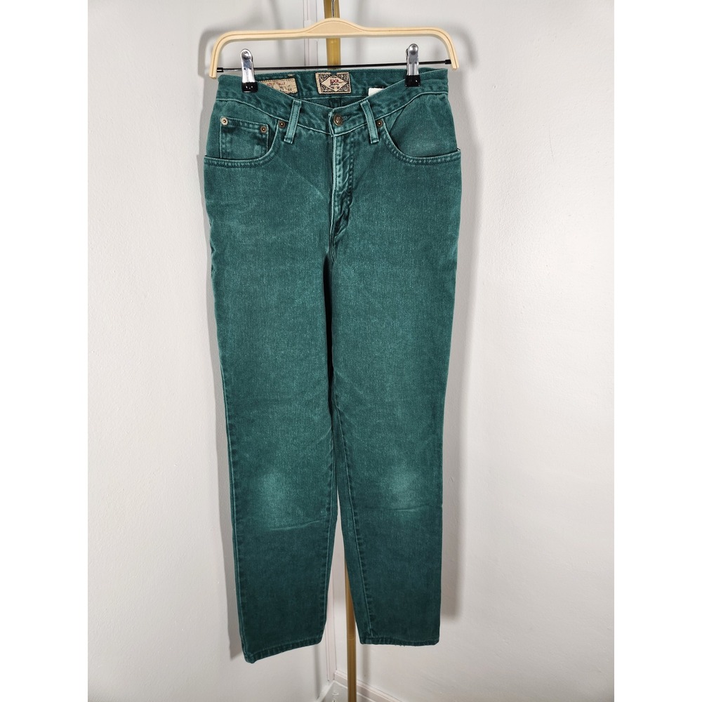 Vintage Express Made in USA Womens Hunter Green Straight Jeans Size 9/10 - Picture 2 of 9
